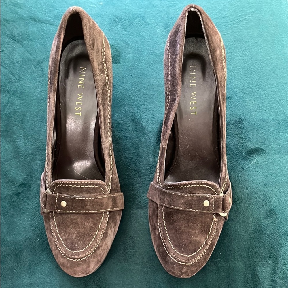 Nine West Brown Suede Heels Size 7.5